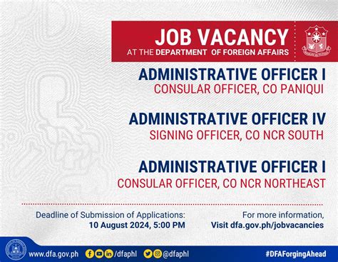 JOB VACANCY ALERT‼️‼️ Visit dfa.gov.ph/jobvacancies.